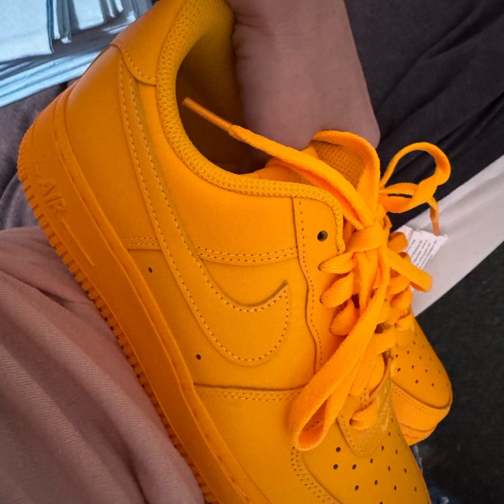Bright orange/yellow NIKE Air Force 1s